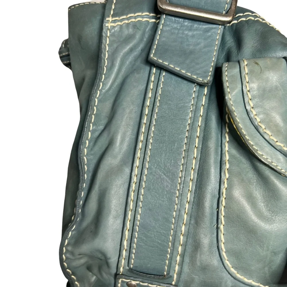 FOSSIL BLUE LEATHER SATCHEL - Picture 4 of 16